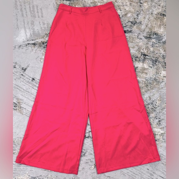 NWOT High Waisted Wide Leg Trousers, Fuschia, Size XL - Picture 2 of 4